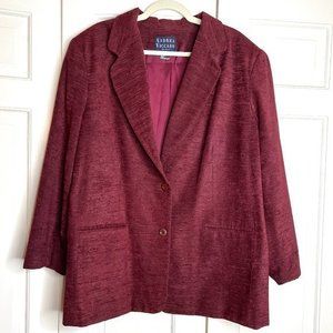 Vintage Plus Textured Velvet Oversized Blazer Jacket Burgundy Prep School sz 18